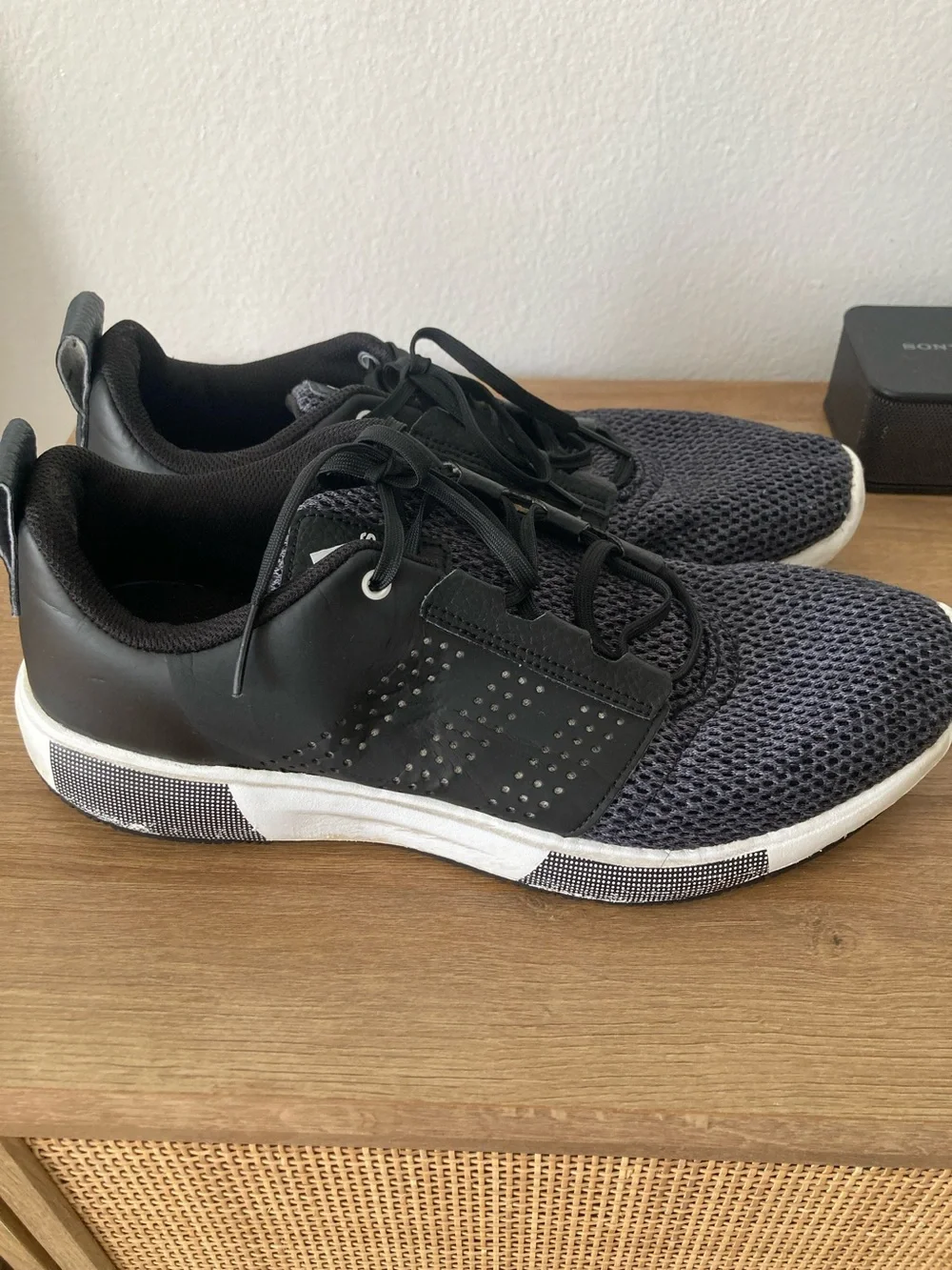 adidas Men’s Black and Gray Breathable Mesh Athletic Sneakers
